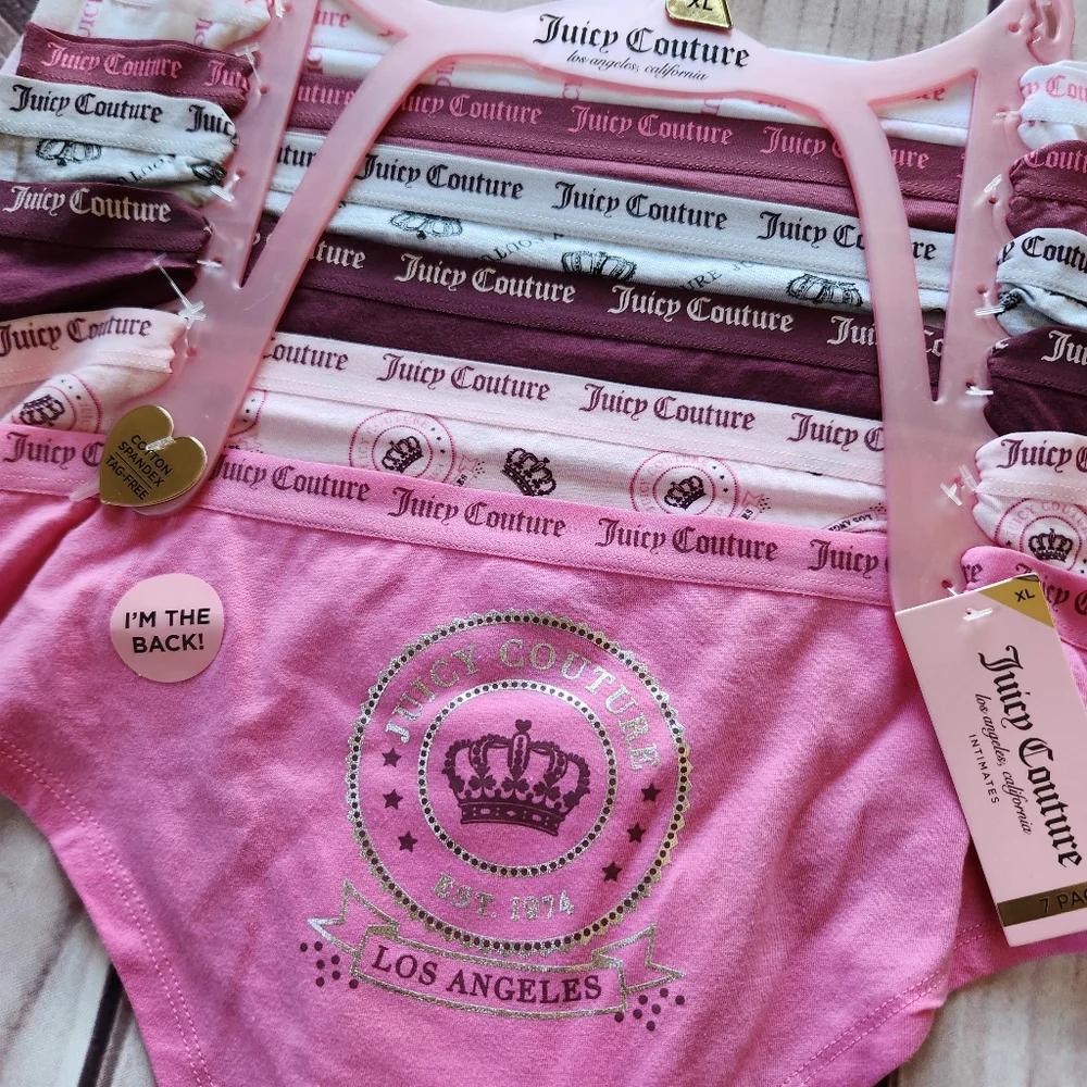 NWT Juicy Couture Underwear Set Cotton Brief 6 Pack Red Pink, Women's Size XL